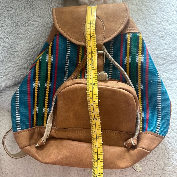 Handmade Guatemalan Canvas Drawstring Small Backpack - Picture 7 of 8